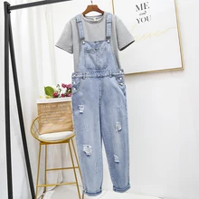 Женские брюки на подтяжках размера плюс, женские брюки на подтяжках, Женские Простые повседневные брюки с высокой талией, джинсы, леггинсы с дырками