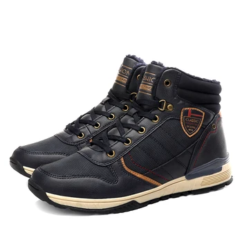 

2019 New Men Boots for Men Winter Snow Boots Warm Fur&Plush Lace Up High Top Fashion Men Shoes Outdoor Sneakers Boots