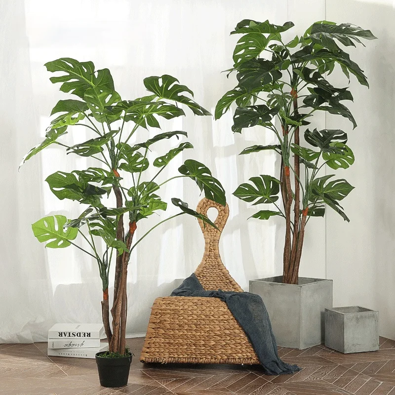 Gy Grande Pianta Di Simulazione Monstera Deliciosa Ficus Lyrata Bonsai Decorazione Finta Pianta Verde Pavimento Decorazione Bonsai