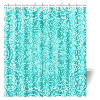 

Abstract Shower Curtain Paisley Medallion Mandala Decor, Hippie Boho Bohemian Decorations Geometric Fabric Bathroom Shower