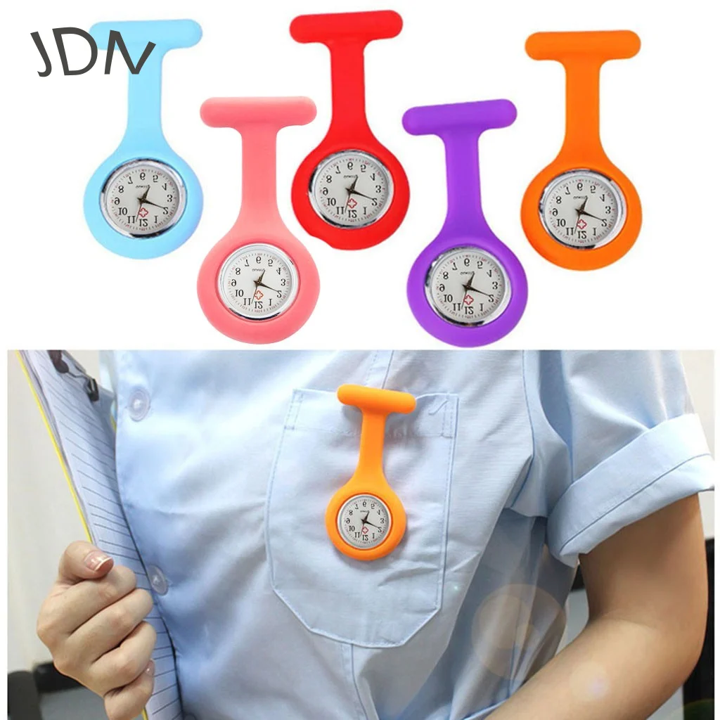 Silicone Brooch Pocket Watch Nurse Work Clock Jelly Color Casual Convenient To The Time With Free Battery | Наручные часы