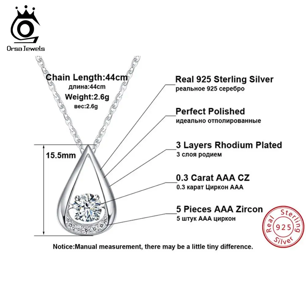 ORSA JEWELS 100% 925 Sterling Silver Pendants Necklaces for Charm Lady's Wedding&Engagement Fashion Women's Jewelry SN40 - Image 5