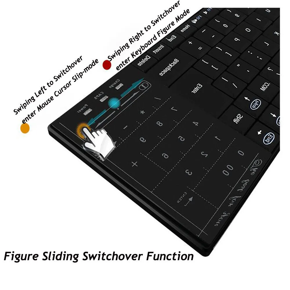 Беспроводная Bluetooth перезаряжаемая клавиатура многофункциональная сенсорная панель с поддержкой режима мыши ПК окно Mac ноутбук iPad IOS Android