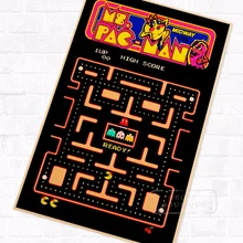 Pacman Ready Vintage Video juegos Propaganda Poster Retro lienzo pintura DIY pegatinas de pared arte hogar carteles para Bar decoración regalo