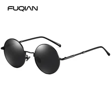 FUQIAN модные стимпанк Солнцезащитные очки мужские Поляризованные Ретро круглые металлические солнцезащитные очки женские зеркальные розовые очки Oculos De Sol