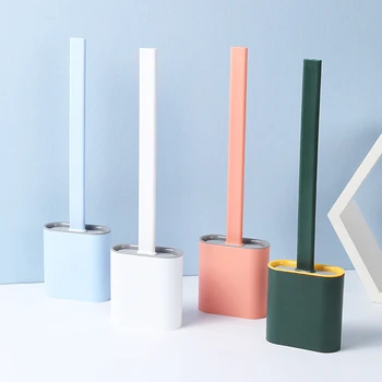 

1PC Silicone Toilet Brush Soft Bristle Wall-mounted Bathroom Toilet Brush Holder Set Clean Tool Durable Thermoplastic Rubber