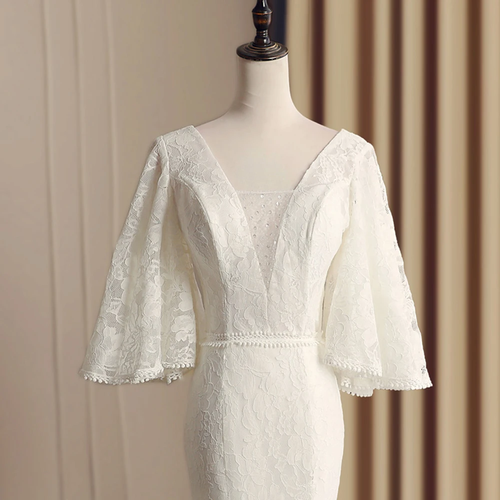 Vestido de Noiva Sereia кружевное свадебное платье русалки 2019 роскошное платье с открытой спиной с рукавом «летучая мышь» простое Suknia Slubna