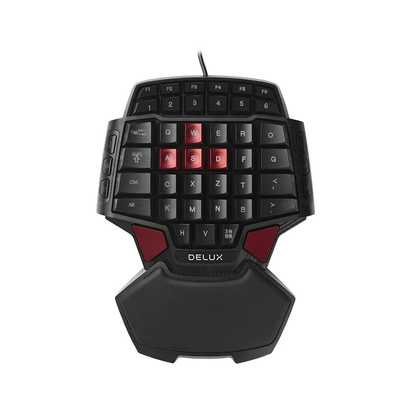 Delux T9 Проводная игровая клавиатура с одной рукой эргономичный дизайн клавиатура с одной рукой геймпад игровая клавиатура - Цвет: Черный