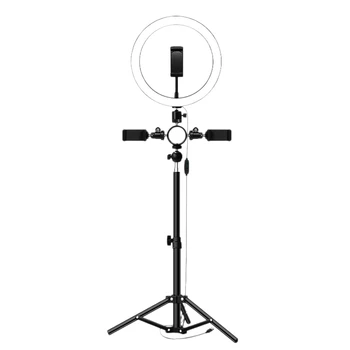 

New Selfie LED Ring Light with Tripod Stand 3 Phone Holders for Photography Camera Video Recording Makeup Live Stream Lighting L