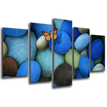

Abstract Stones Blue, photo print on wood, modern picture decorative 26321