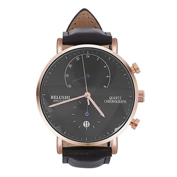 

Belushi Mens Waterproof Watches Leather Strap Slim Quartz Casual Business Mens Wrist Watch Top Brand Belushi Male Clock Gold She