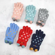 Зимние перчатки для мальчика, теплые вязаные зимние толстые теплые перчатки для девочки 4-7 лет, бархатные Детские перчатки для мальчика и девочки