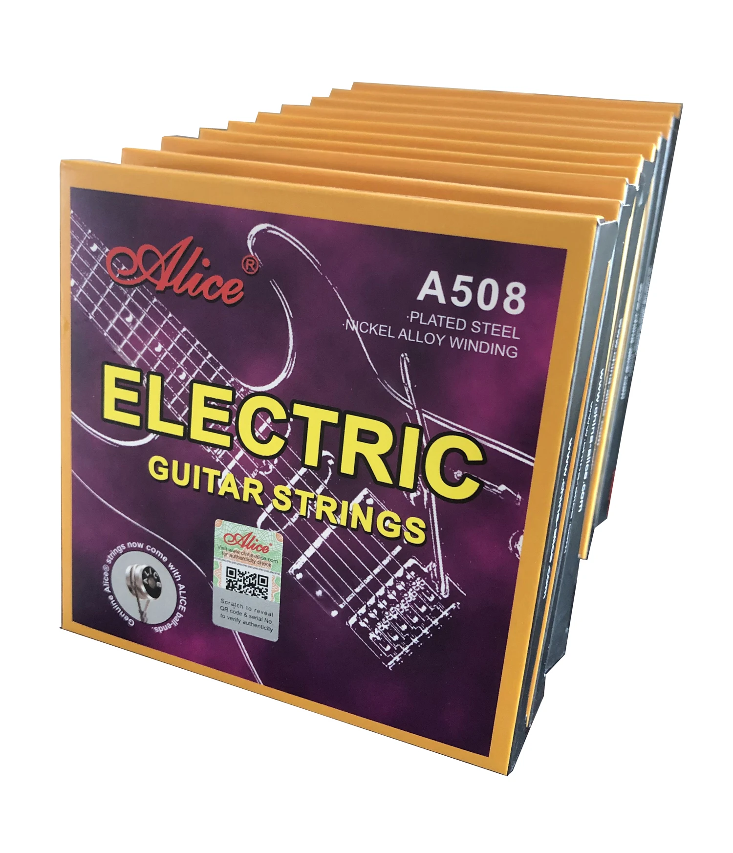 10 Pack Alice A508 Electric Guitar Strings Set Plated Steel Plain