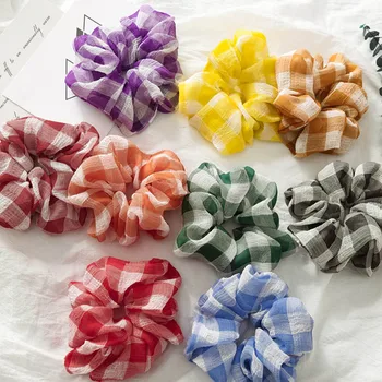 

9 Pcs Cotton Scrunchies Striped Hair Scrunchies Hair Bow Chiffon Hair Ties Ponytail Holder for Women 9 Assorted Colors