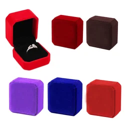 Wedding Engagement Squre Velvet Jewelry Earring Ring Display Case Storage Organizer Holder Portable Birthday Gift Packaging Box
