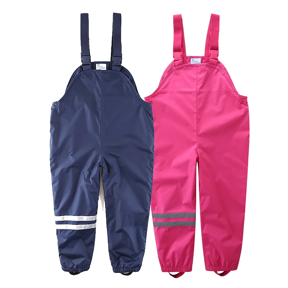 Boy girl waterproof overalls warm autumn spring full fleece lining trousers outdoor windproof pants loose fit Umkaumka