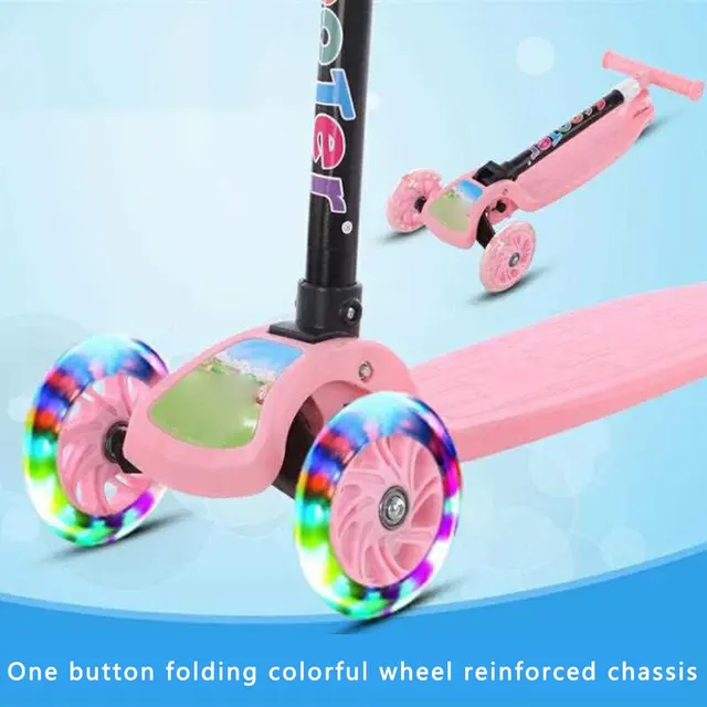 Children's Scooters Luminous Wheel Two Modes Outdoors Scooter For Kids Long Folded Four Rounds 5