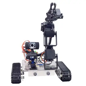 

Programmable Robot Wifi + Bluetooth Chassis Track Tank Car Arm for Raspberry Pi 3B+Line Patrol Intelligent Obstacle Avoidance