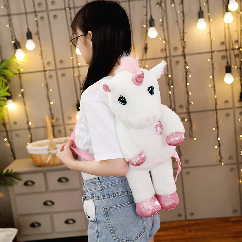 Hot New 50 60cm Kawaii Unicorn Plush Backpack Rainbow UnicornSoft Toy Plush Shoulder Bag Children Kids