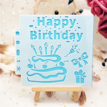 

13*14 birthday cake Cover templat scrapbook stencils spray plastic mold shield DIY cake hollow Embellishment printing lace ruler