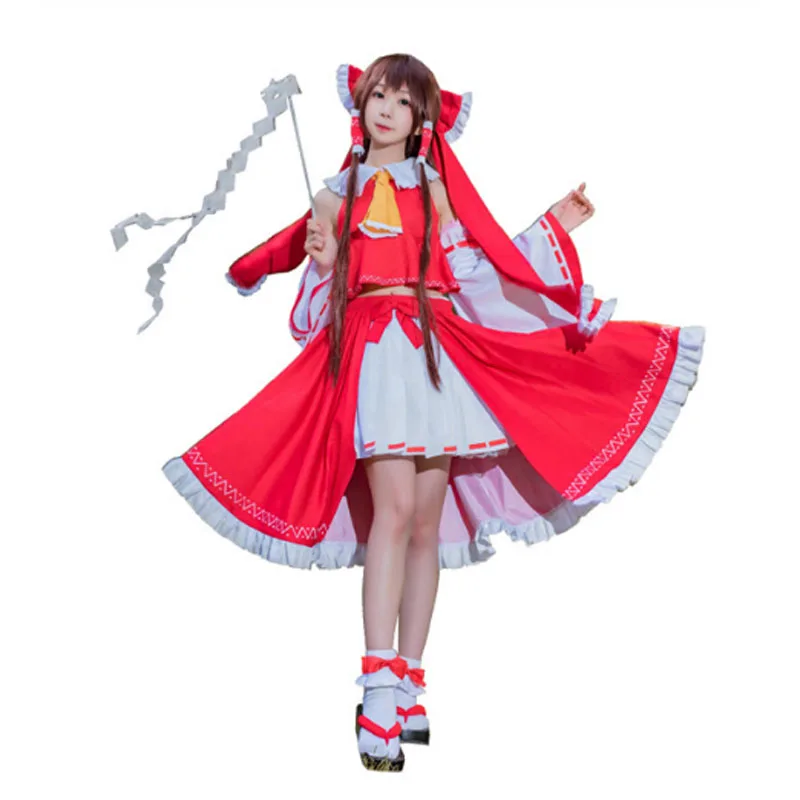 

Костюм для косплея Hakurei Reimu, красное платье для девочек, женское рождественское Хэллоуин, 110