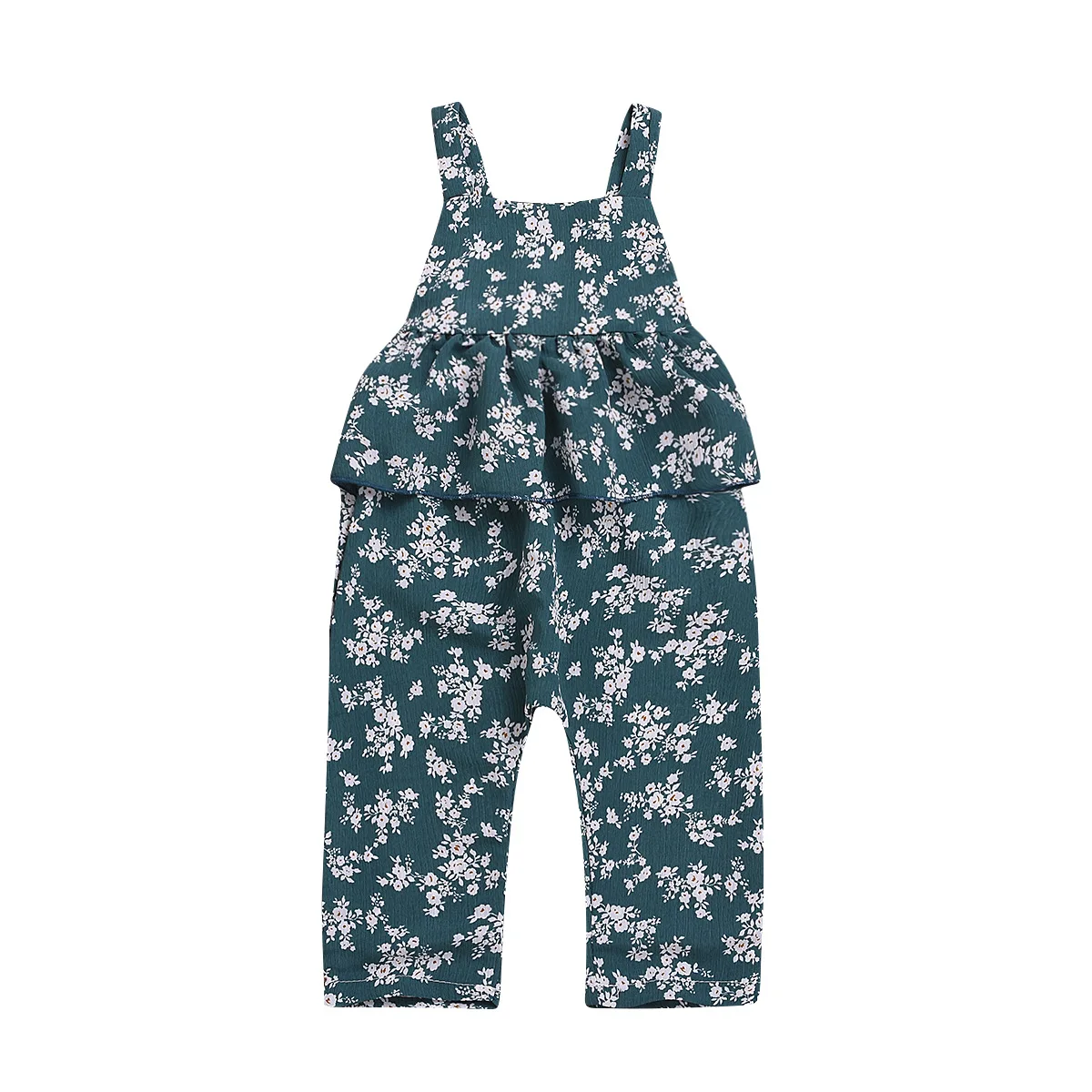 

Europe And America Childrenswear 2019 Summer Crawler Girls' Jumpsuit Floral-Print Lace-up Loose-Fit Trousers a Generation of Fat