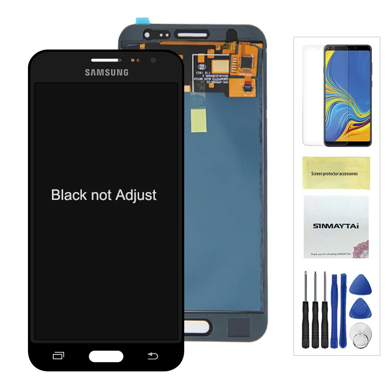 Teat J320 lcd для samsung Galaxy J3 J320 J320F SM-J320F дисплей кодирующий преобразователь сенсорного экрана в сборе Замена Бесплатный подарок - Цвет: Not adjustable Black