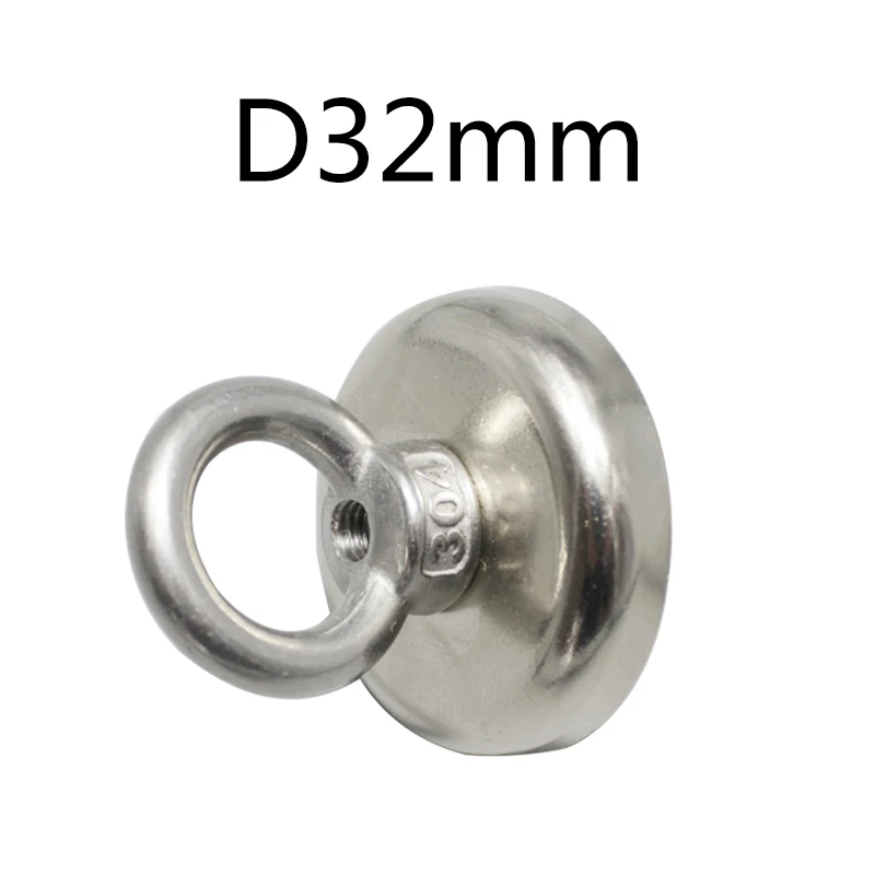 

2/5/10PCS powerful hole salvage magnet D32 with ring permanent Neodymium salvage fishing hook magnet Dia D32mm Strong magnetic