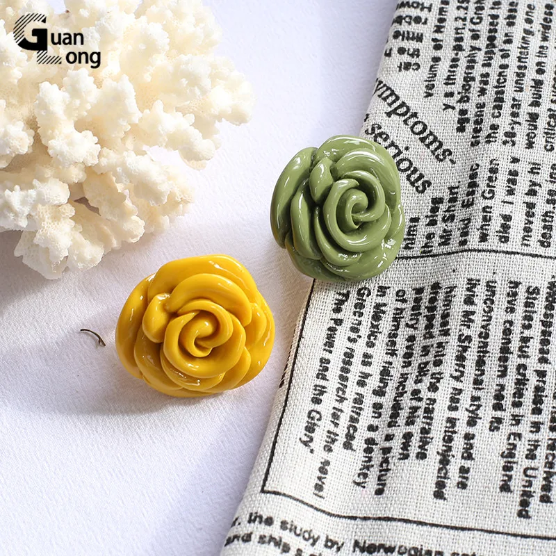 Finger Ring Acrylic Rose Flower Women's Ring for Teen Girls Fashion Jewelry