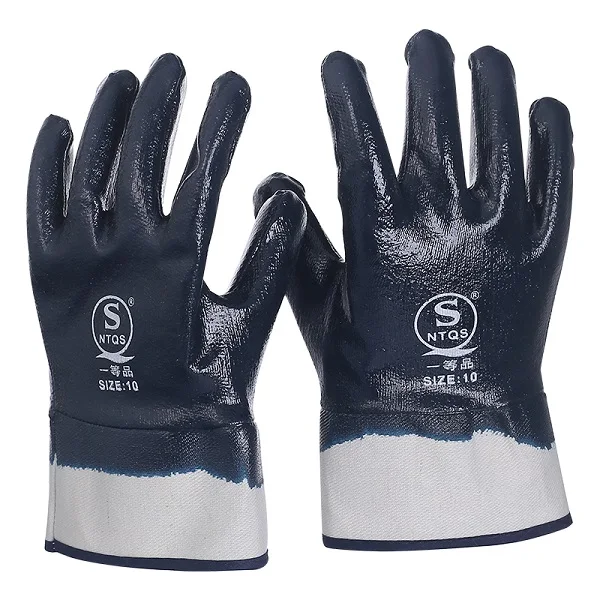 Нитриловые перчатки темно-синие утолщенные резиновые перчатки водонепроницаемые маслостойкие для АЗС рабочие защитные перчатки - Цвет: darkblue