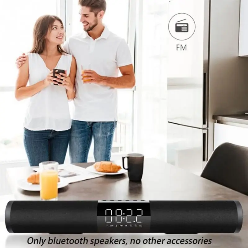

Portable Home Bluetooth Speaker Surround Subwoofer Black Bluetooth speaker With Alarm Clock Without Bracket New