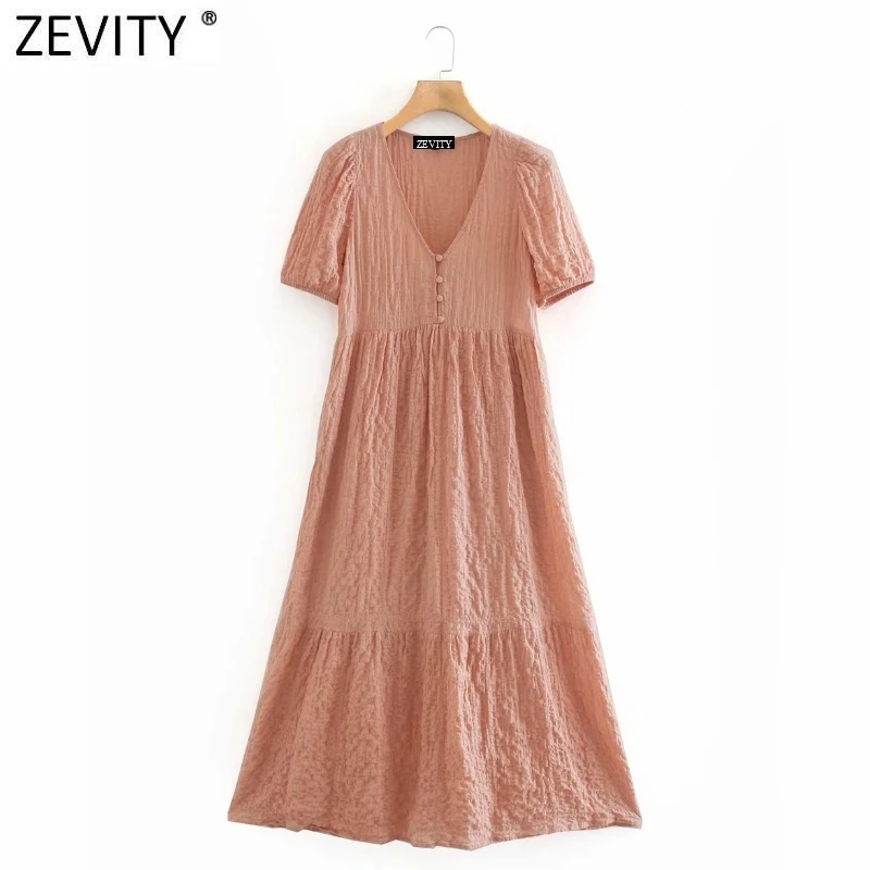 Zevity women Fashion V Neck Solid Texture Patchwork Midi Dress Female Vintage Puff Sleeves A Line Dresses Vestidos Mujer DS4184 Zevity women Fashion V Neck Solid Texture Patchwork Midi Dress Female Vintage Puff Sleeves A Line Dresses Vestidos Mujer DS4184