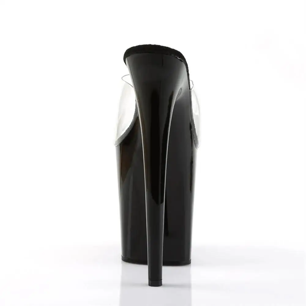 Summer party slippers with transparent vamp of 20cm, sexy eight-inch heels, lacquered soles, club pole dancing shoes