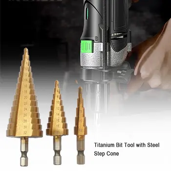 

Perfect Home&Garden Steel Step Cone Titanium Drill Bit Tool Hole Cutter Tools Triangle Handle Directly Groove Ladder Drill