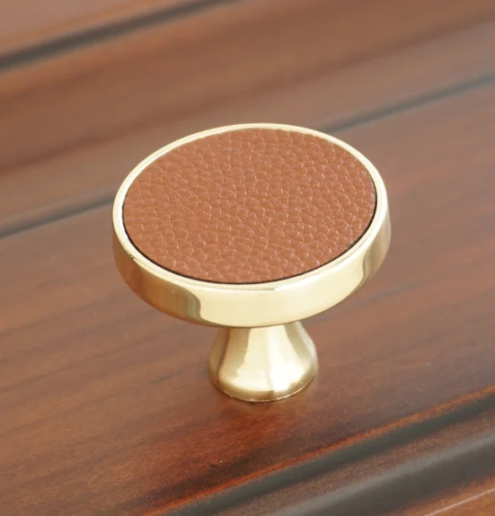 knob 3,7" 5" мебельные ручки для шкафа, металлические красные кожаные ручки для двери, ручки для шкафа, круглые ручки для шкафа, фурнитура - Цвет: knob