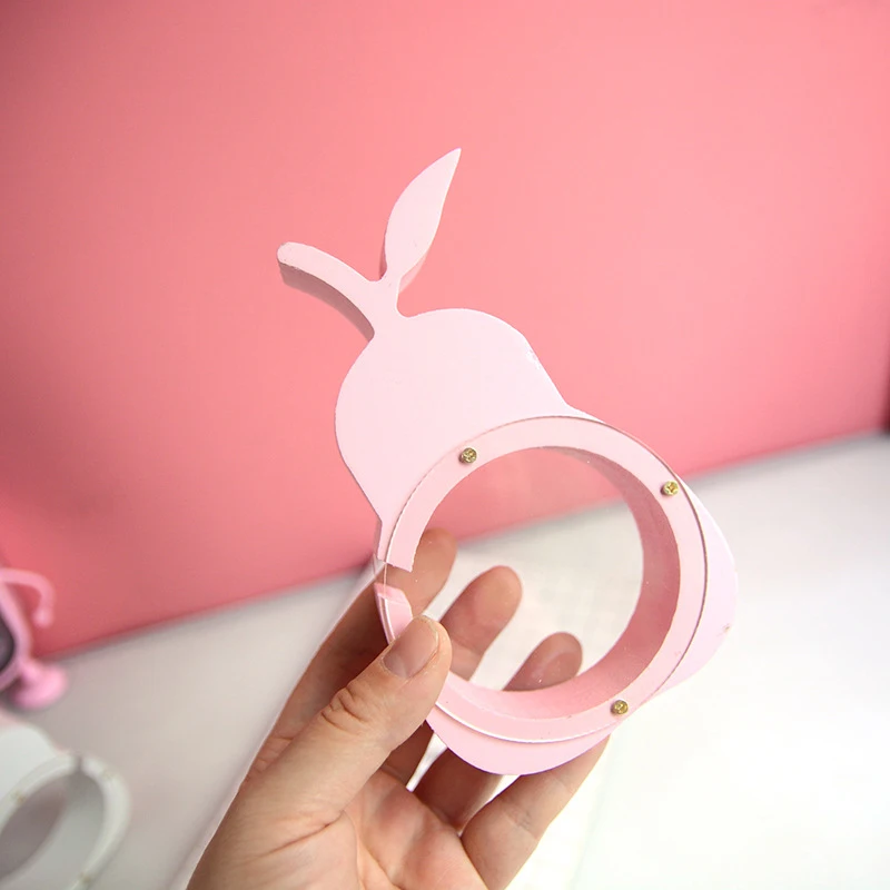 Pink Тыква украшения деревянная Банка Копилка для детской комнаты украшения Монета хранения танк мультфильм JPDZS1035 - Цвет: Pink