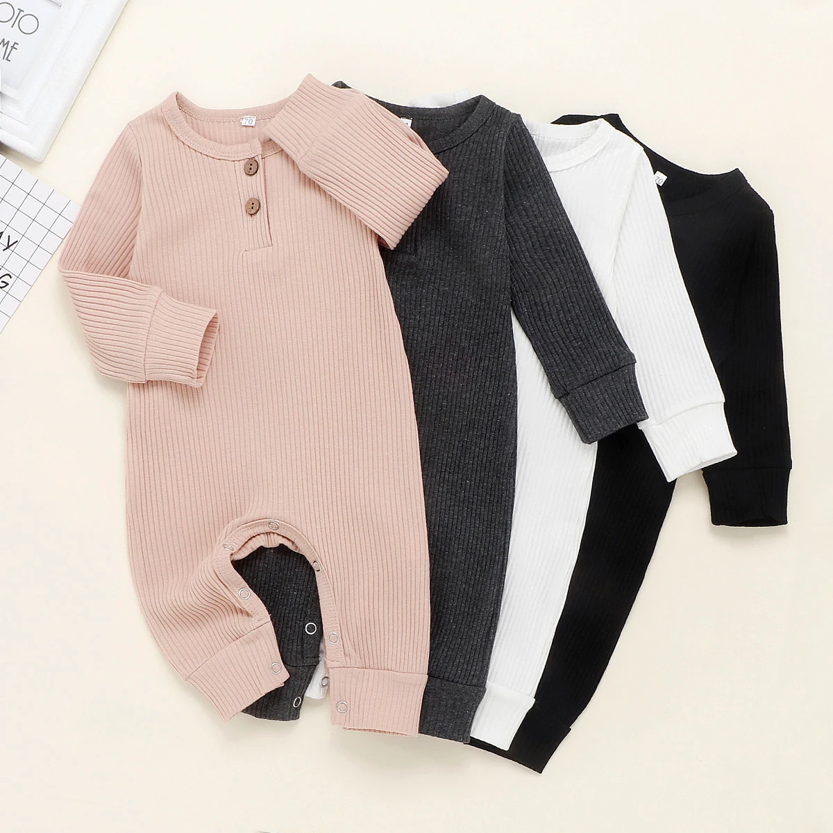 

Newborn Infant Toddler Baby Boy Girls Long Sleeve Romper Knitting Jumpsuit Clothes Outfits Warm Plain Winter Cute Lovely 0-18M