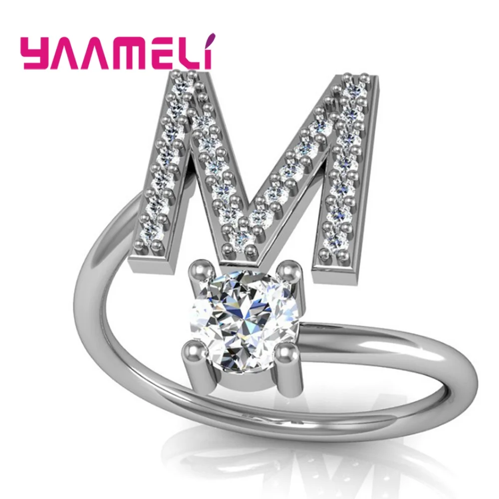 [韓国の人気ジュエリー] 925 silver. Initial ring Fashion Handmade Name A-z Initial Ring For Women Girl Korean