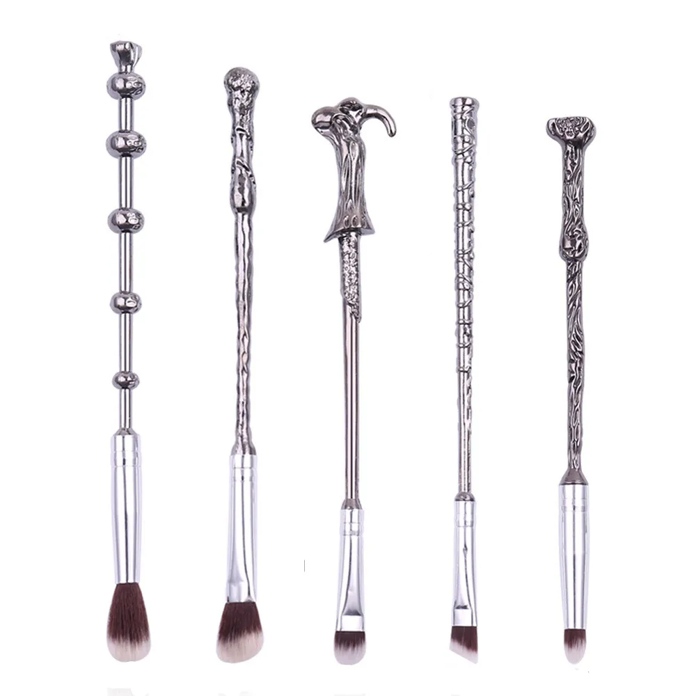

5pcs Magic Wand Metal Handle Makeup Brushes Professional Cosmetics Tools Eyeshadow Powder Foundation Brush For Women Girl Gift