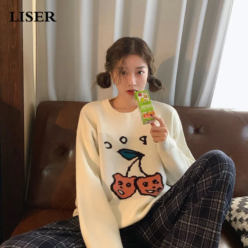 Sweater Women Cherry Knitted Sweater 2019 New Autumn Winter Clothes Women Pullover Sweater Vintage Tops Women Sweater Women Cherry Knitted Sweater 2019 New Autumn Winter Clothes Women Pullover Sweater Vintage Tops Women