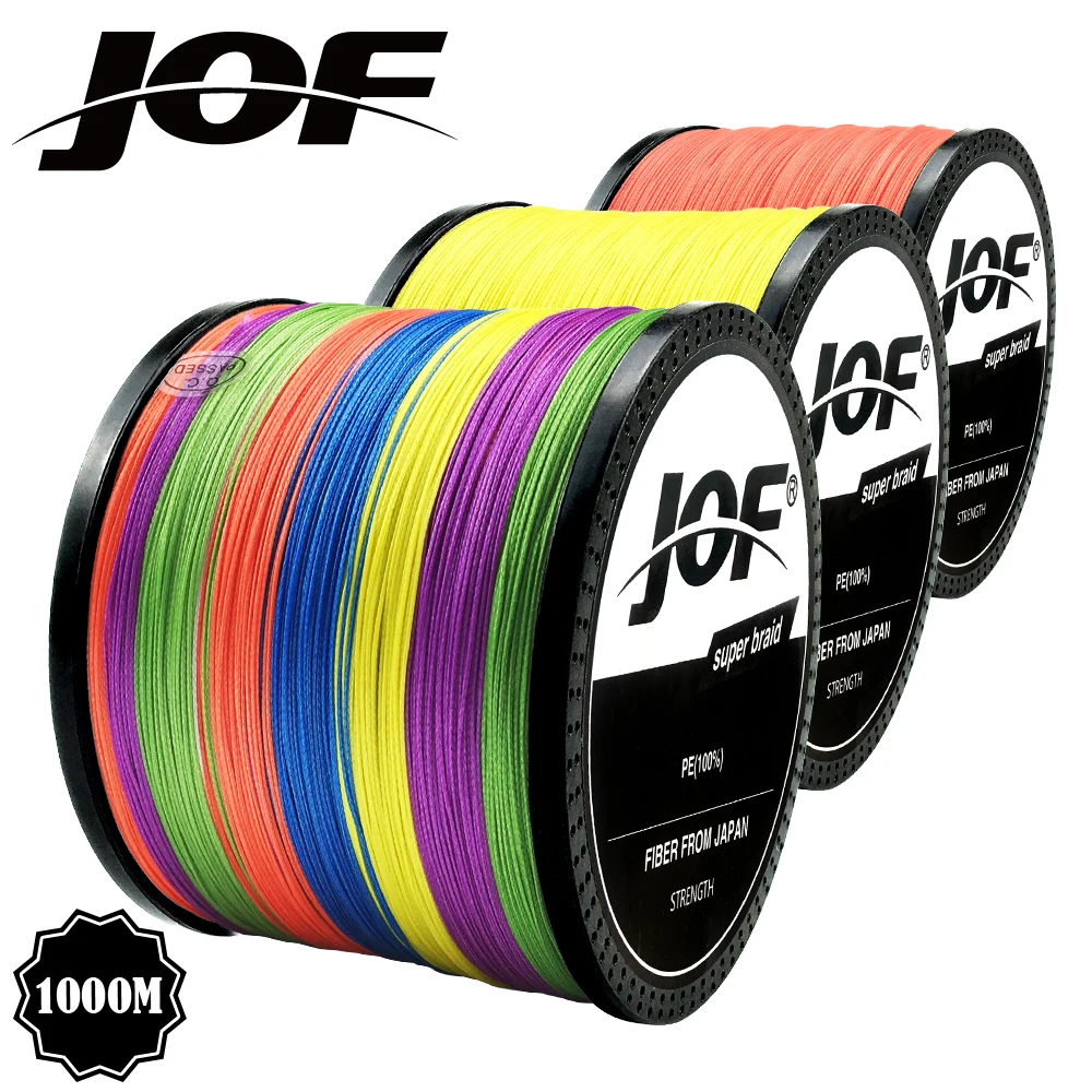 JOF PE плетеная рыболовная леска 1000 м 500 300 100 8 нитей мультифиламентная для ловли