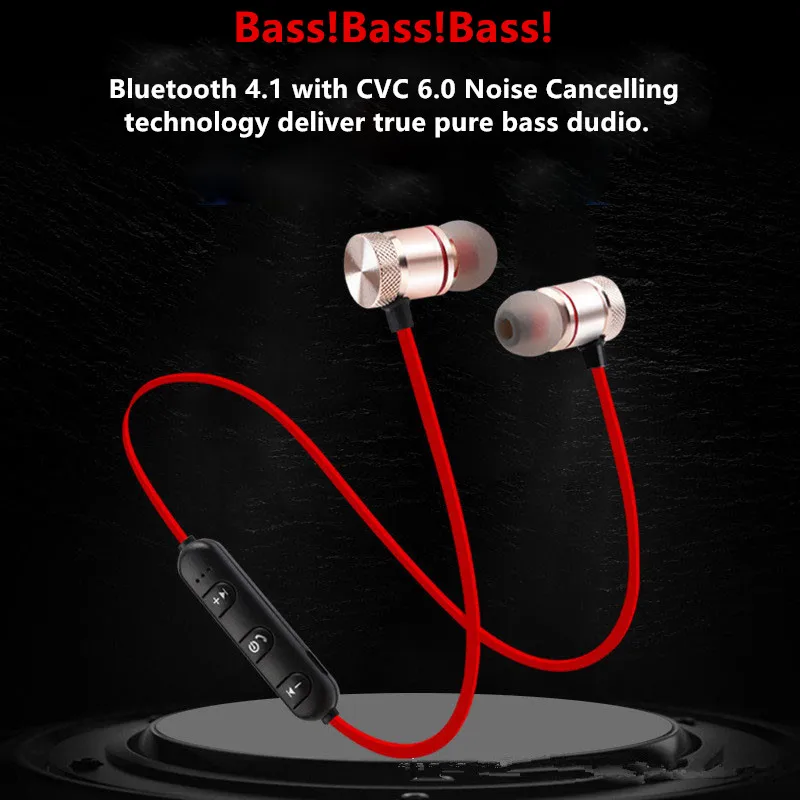 Беспроводные Bluetooth наушники Металлические Магнитные стерео спортивные басы Беспроводная гарнитура наушники с микрофоном наушники для всех телефонов