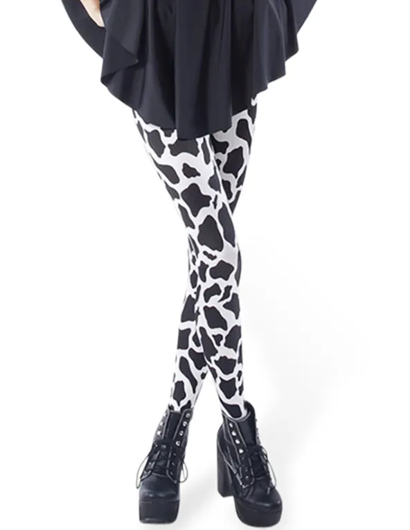 Digital Printed Glossy Pants Cow Black 