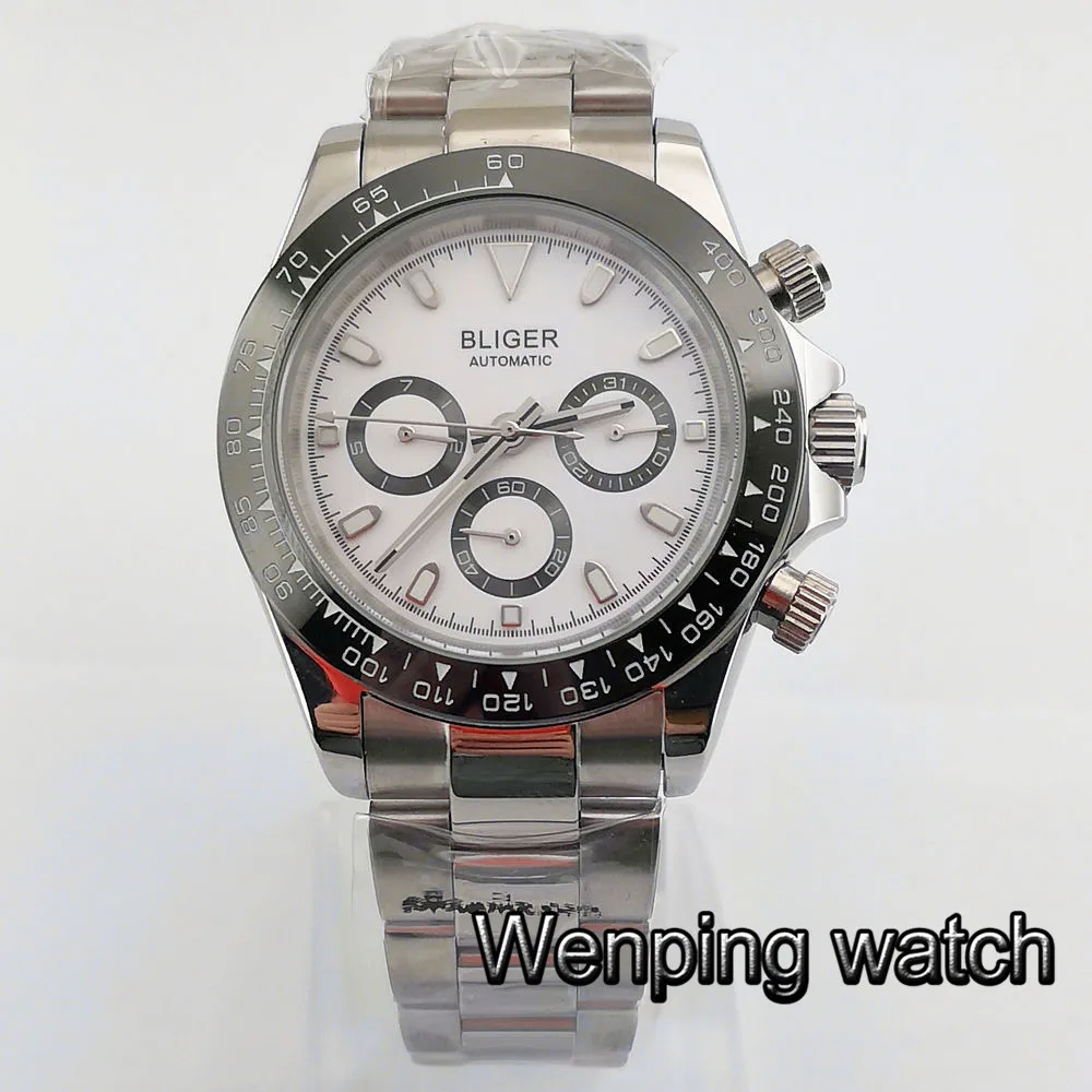 

2019 man's Luxury mechanical Watch 39mm bliger Luminous white dial date week indicator automatic mens watches