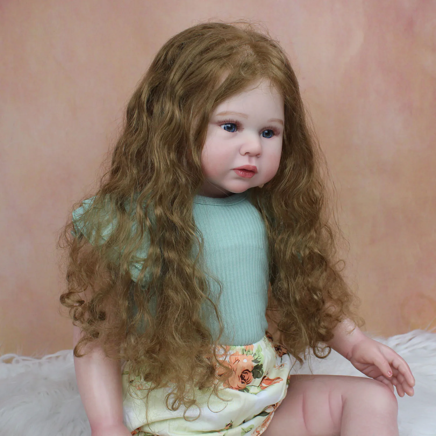 70 CM 3D Paint Skin Soft Silicone Reborn Baby Girl Doll Toy Cloth Body Realistic Long Hair Alin Princess Toddler Dress Up Bebe 2
