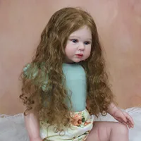 70 CM 3D Paint Skin Soft Silicone Reborn Baby Girl Doll Toy Cloth Body Realistic Long Hair Alin Princess Toddler Dress Up Bebe 2