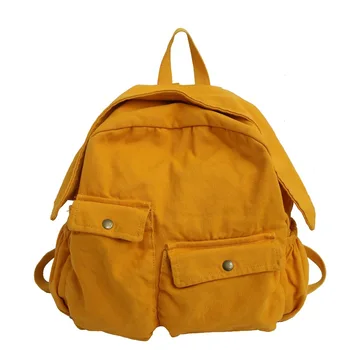 

Literary Girl Fashion Casual Canvas Backpack Double Pocket Denim Lightweight High School Students Schoolbag