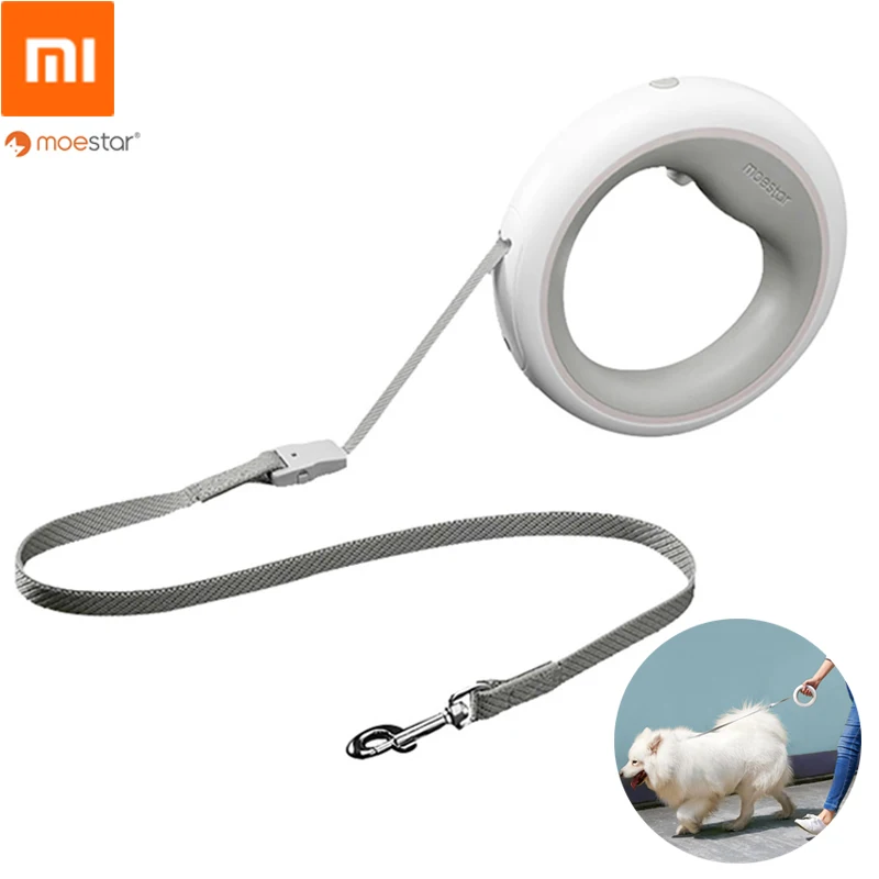 Xiaomi MOESTAR, выдвижной поводок для собак, кольцо со светодиодным освещением, гибкий ошейник для собак, щенков, Тяговый канат, длина ремня, 2,6 м, умный пульт дистанционного управления