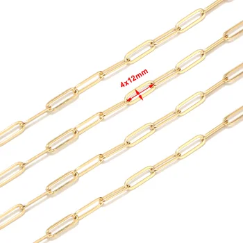 

4MM Width Gold tone Stainless Steel Drawn Flat Cable Chains Findings Fit for Jewelry Making &DIY