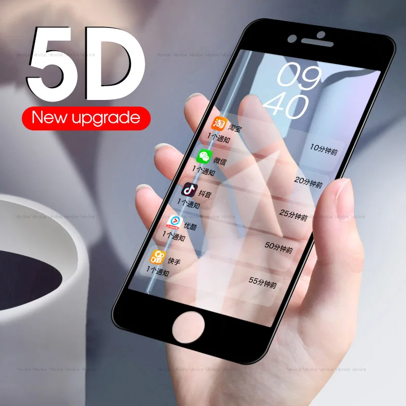 

5D Tempered Glass For iPhone 7 Glass Cover For iPhone 6 6s 7 8 Plus Screen Protector Toughened Glass For iphone 6 S 6S PLUS Film